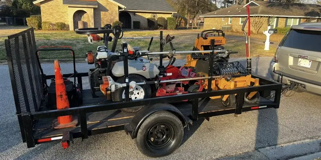 A lawn care trailer