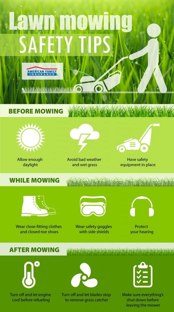 Lawn mowing safety tips info graphic Lawn Mowing Safety Tips Infographic