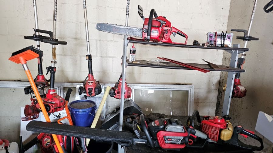 My backup string trimmers. One has been cannibalized for parts. 