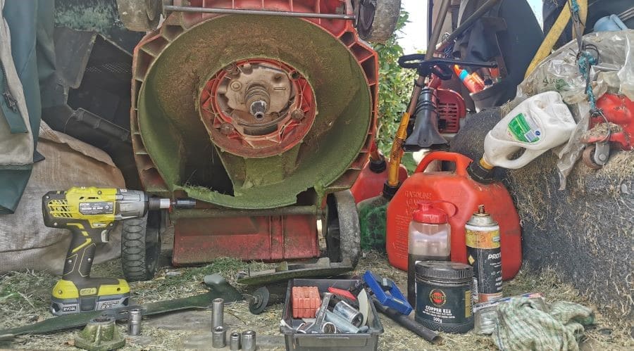 Removing a blade from one of my mowers