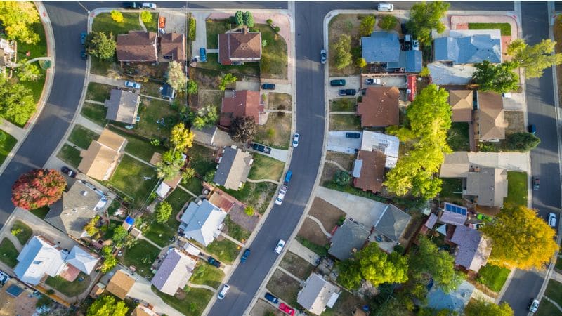 Neighborhood full of lawns