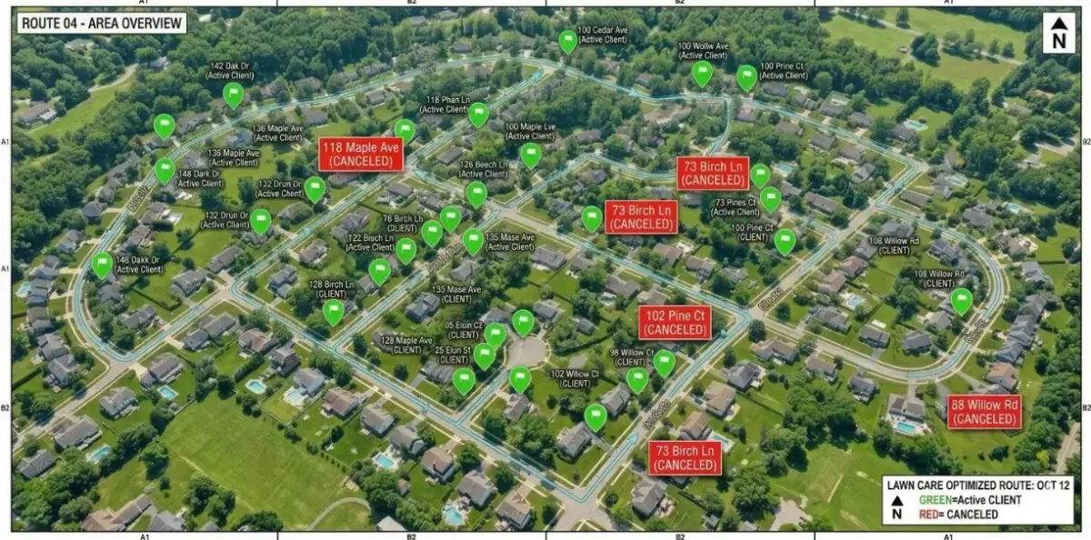 Lawn cancellations on a map